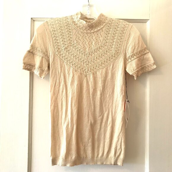 Rebecca Taylor | Lace Collar Short-Sleeve Sweater - Picture 1 of 10